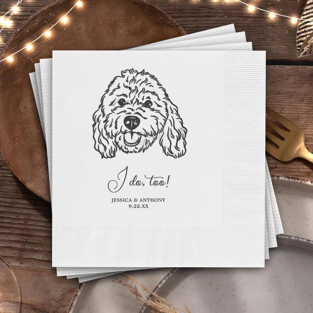 Simple I Do Too Custom Hand Drawing Wedding Napkin (Creator Uploaded)