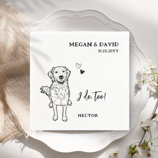 Simple I Do Too Dog Golden Retriever  Wedding Napkin (Creator Uploaded)