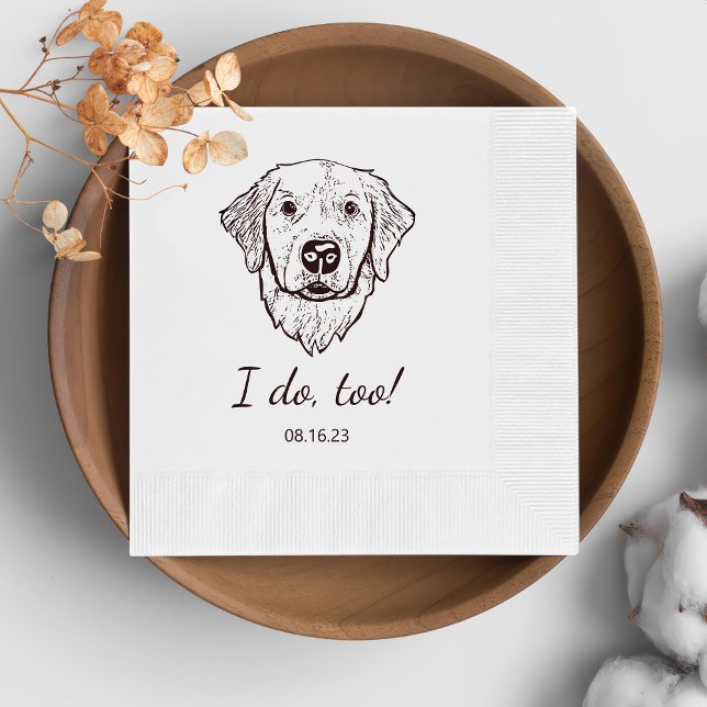 Simple I Do Too Dog Hand Drawing Wedding Napkin (Creator Uploaded)