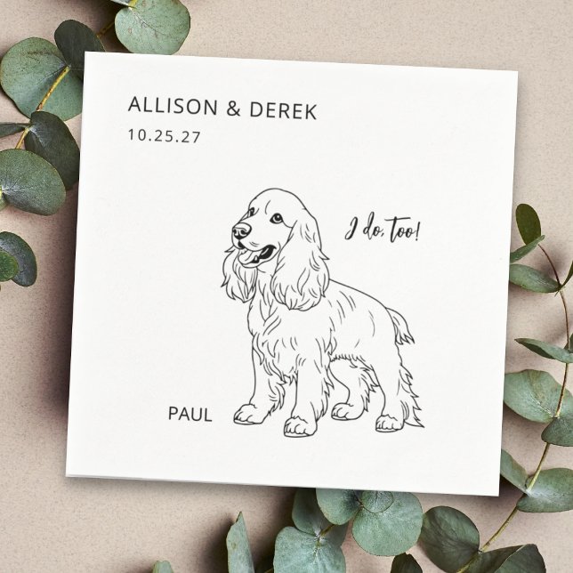 Simple I Do Too Dog Wedding Reception Cocktail Napkin (Creator Uploaded)