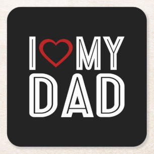 Simple I Heart Love My Dad Typography Coaster