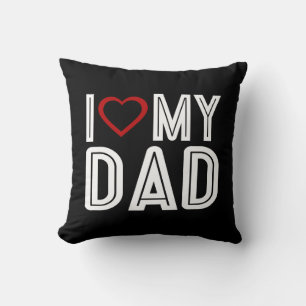 Simple I Heart Love My Dad Typography Throw Pillow