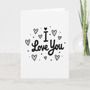 Simple I Love You Sketched Hearts Card