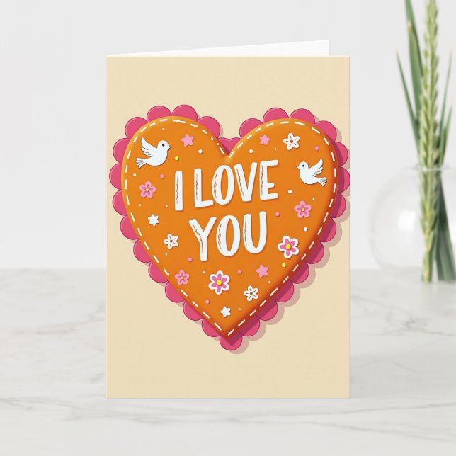 Simple I Love You Stitched Card (Front)