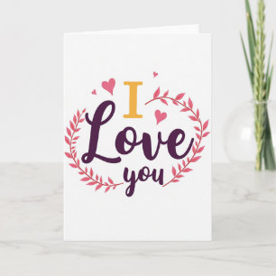 Simple I Love You Wreath Hearts Card