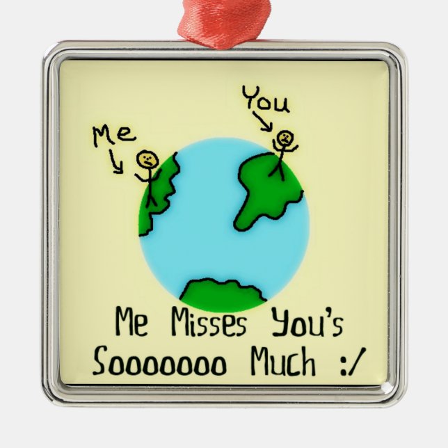 Simple I Miss You Cartoon Metal Tree Decoration (Front)