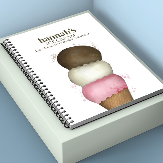 Simple Ice Cream Shop Custom Business Notebook (Business ice cream cone custom notebook)