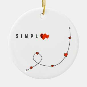 Simple illustration with hearts in minimalist ceramic ornament