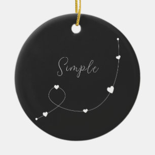 Simple illustration with hearts in minimalist styl ceramic ornament