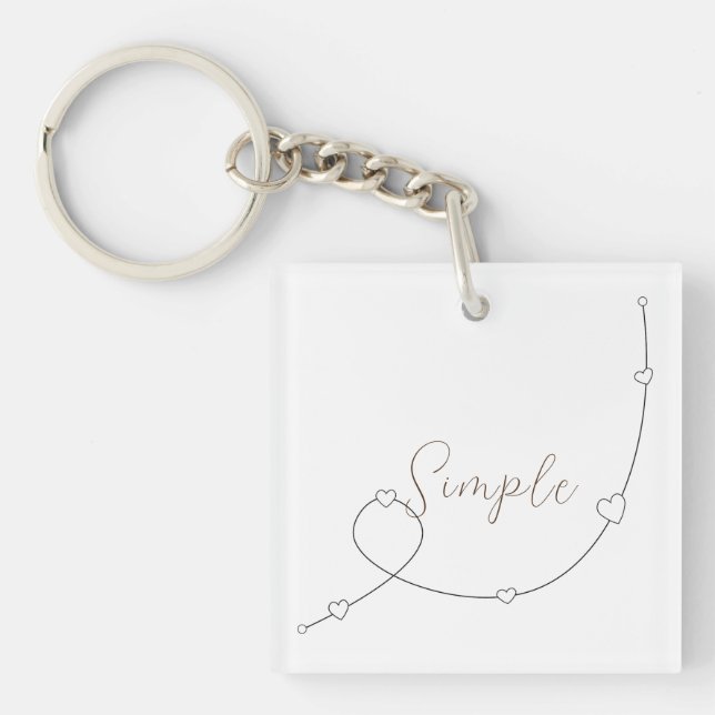 Simple illustration with hearts in minimalist styl key ring (Front)