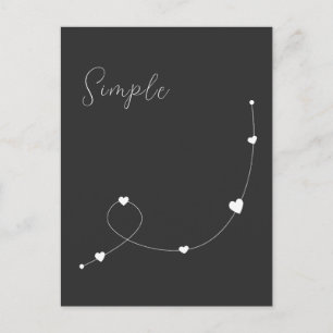 Simple illustration with hearts in minimalist styl postcard
