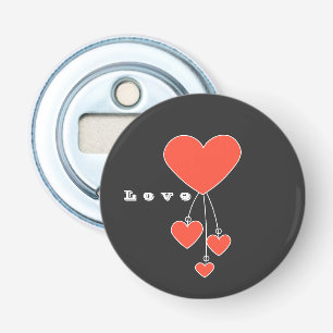 Simple illustration with scarlet hearts "Love" Bottle Opener