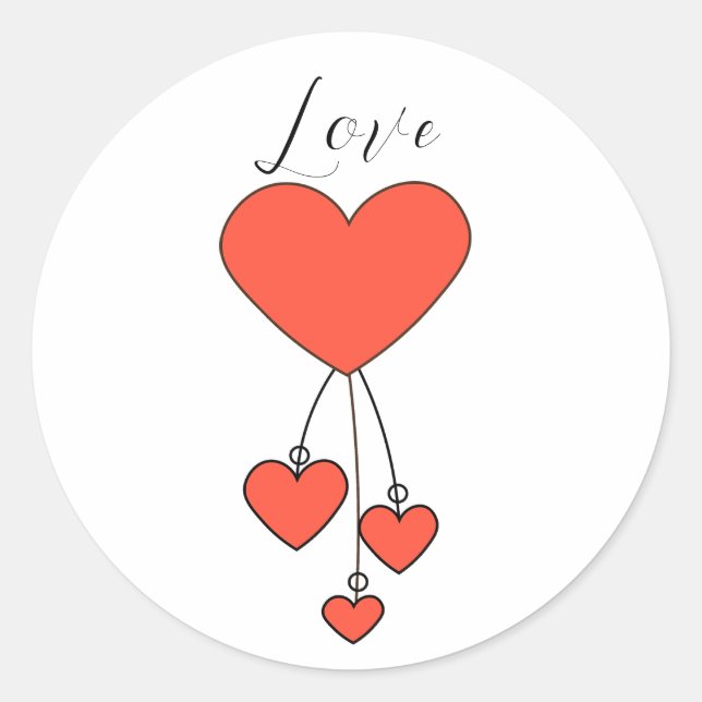 Simple illustration with scarlet hearts Love Classic Round Sticker (Front)