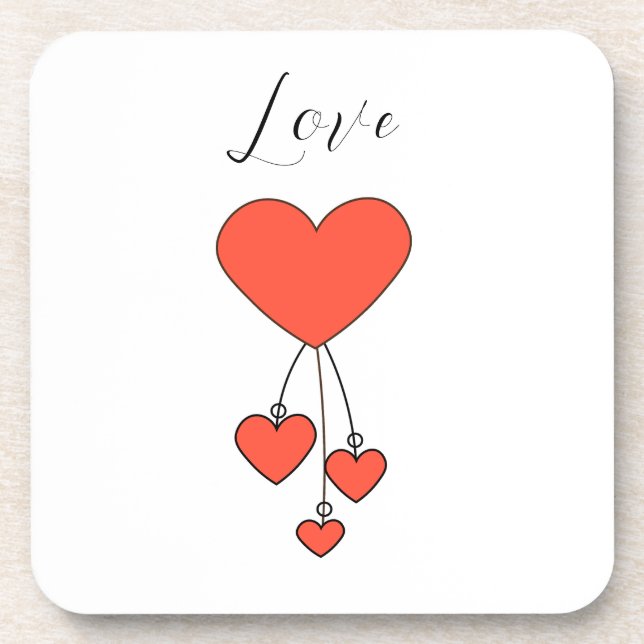 Simple illustration with scarlet hearts Love Coaster (Front)