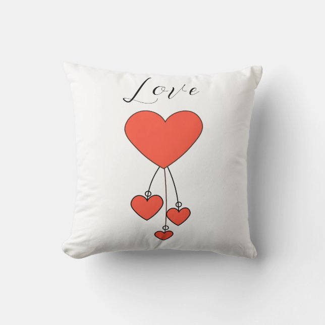 Simple illustration with scarlet hearts Love Cushion (Front)