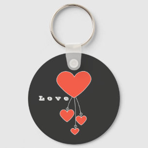 Simple illustration with scarlet hearts "Love" Key Ring