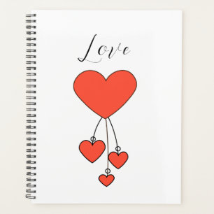 Simple illustration with scarlet hearts Love Planner