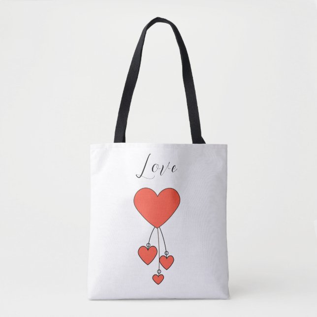Simple illustration with scarlet hearts Love Tote Bag (Front)
