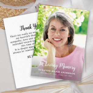 Simple In Loving Memory Custom Photo Sympathy Thank You Card