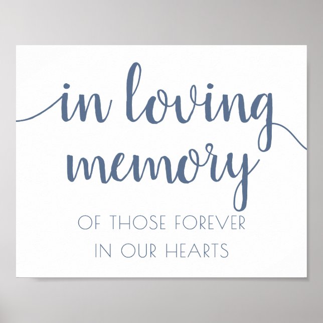 Simple In Loving Memory | Dusty Blue Memorial Poster (Front)