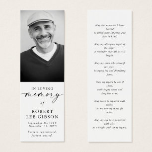Simple In Loving Memory Funeral Memorial Bookmarks