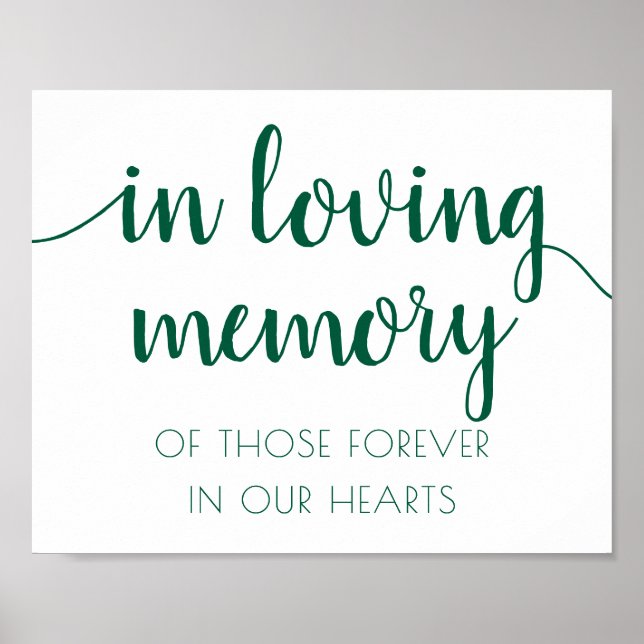 Simple In Loving Memory | Hunter Green Memorial Poster (Front)