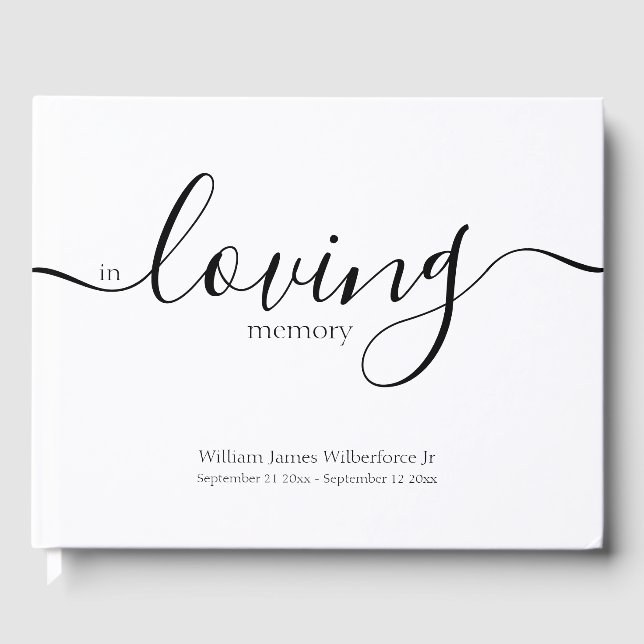 Simple In Loving Memory Photo Guest Book (Front)