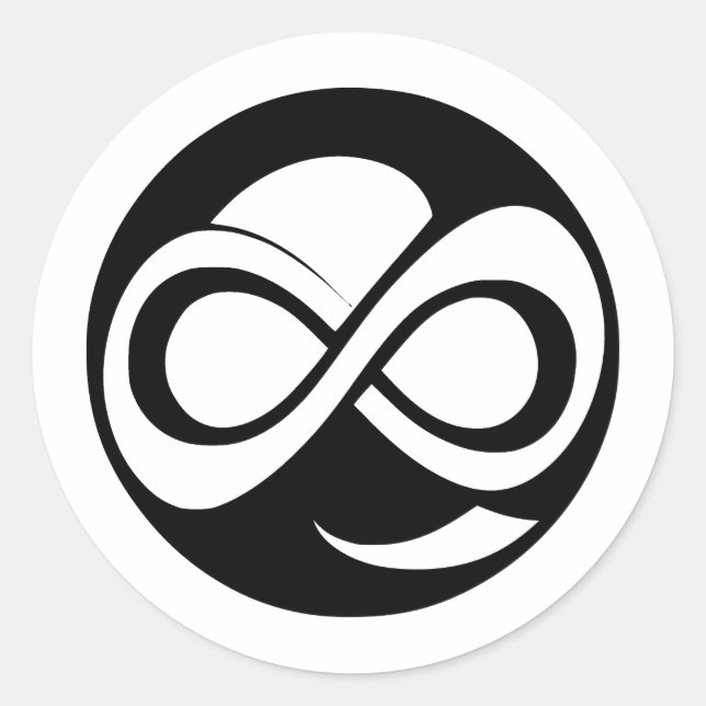 Simple Infinity | Elegance in Black and White Classic Round Sticker (Front)