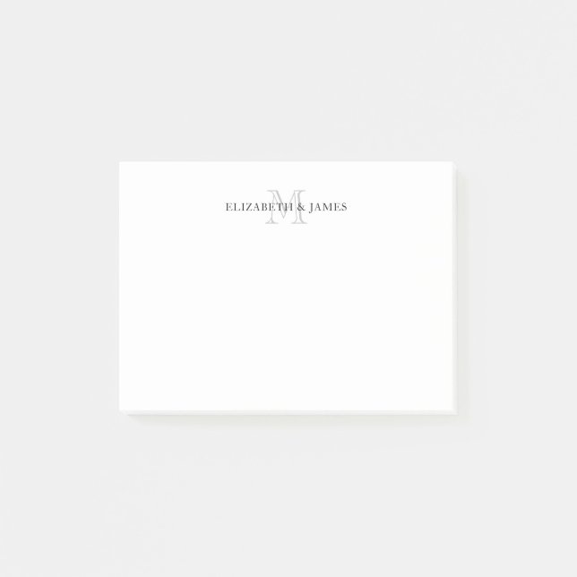 Simple Initial Couple Monogram Personalised Post-it Notes (Front)