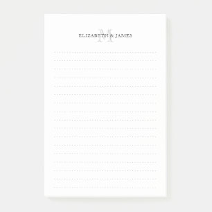 Simple Initial Letter Couple Monogram Dotted Lines Post-it Notes