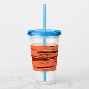 simple initial letter monogram add name brown art acrylic tumbler