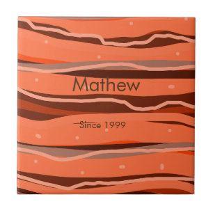 simple initial letter monogram add name brown art ceramic tile