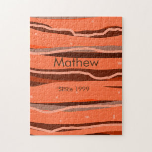 simple initial letter monogram add name brown art jigsaw puzzle