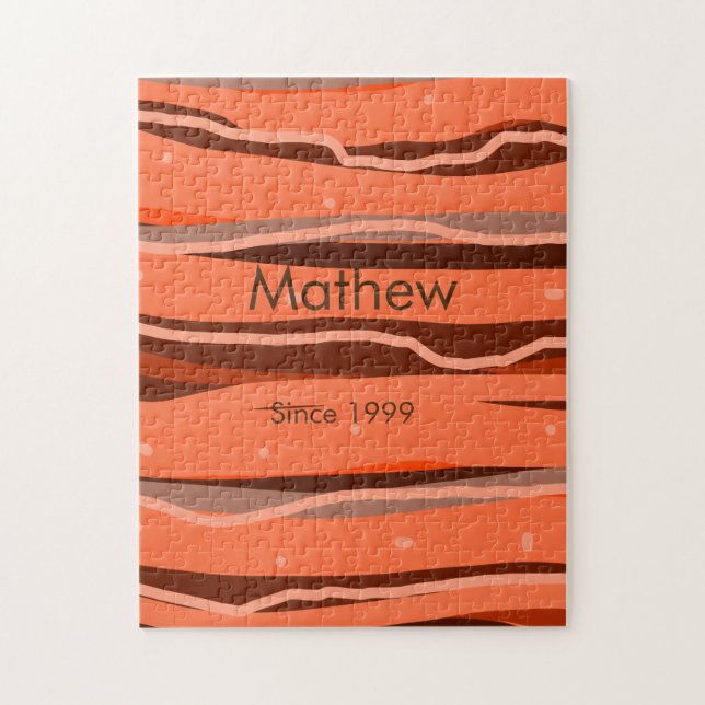 simple initial letter monogram add name brown art jigsaw puzzle (Vertical)
