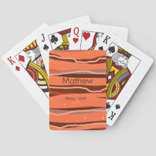 simple initial letter monogram add name brown art playing cards
