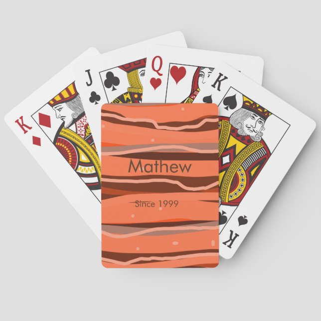 simple initial letter monogram add name brown art playing cards (Back)