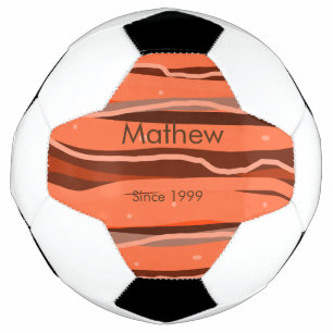 simple initial letter monogram add name brown art soccer ball