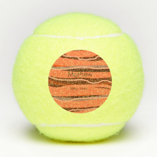 simple initial letter monogram add name brown art tennis balls