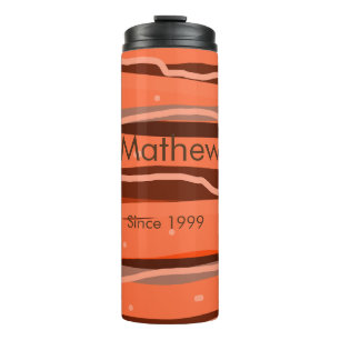 simple initial letter monogram add name brown art thermal tumbler