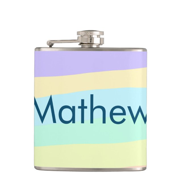 simple initial letter monogram add your name lett  hip flask (Front)