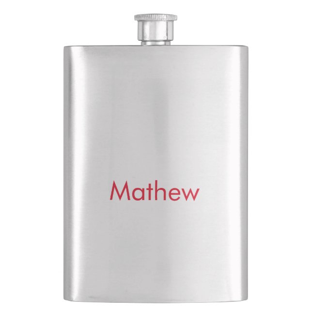 simple initial letter monogram add your name lett  hip flask (Front)