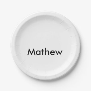simple initial letter monogram add your name lett paper plate
