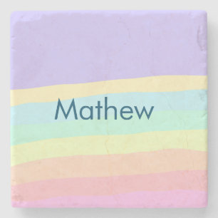 simple initial letter monogram add your name lett  stone coaster