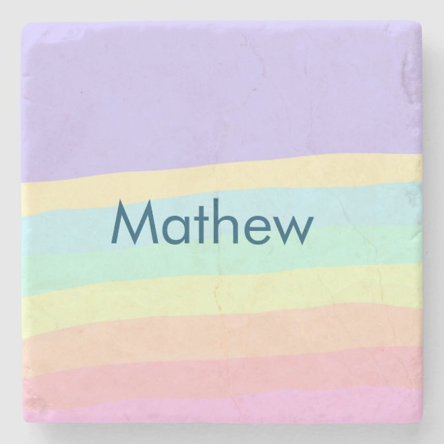 simple initial letter monogram add your name lett  stone coaster (Front)