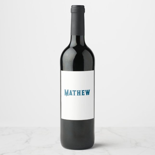 simple initial letter monogram add your name lett  wine label (Front)