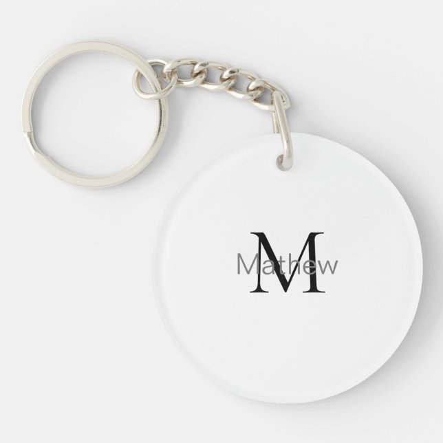 simple initial letter monogram add your name lette key ring (Front)