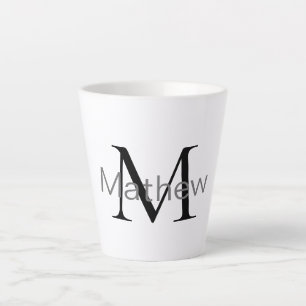 simple initial letter monogram add your name lette latte mug