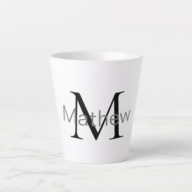 simple initial letter monogram add your name lette latte mug (Front)