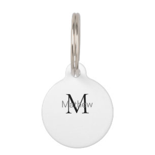 simple initial letter monogram add your name lette pet tag