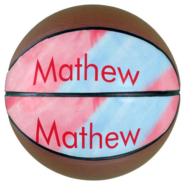 simple initial letter monogram add your name red b basketball (Front)